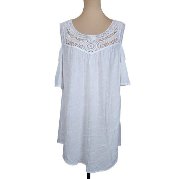 Catalina XL White Cold Shoulder Sheer Blouse - Picture 1 of 5